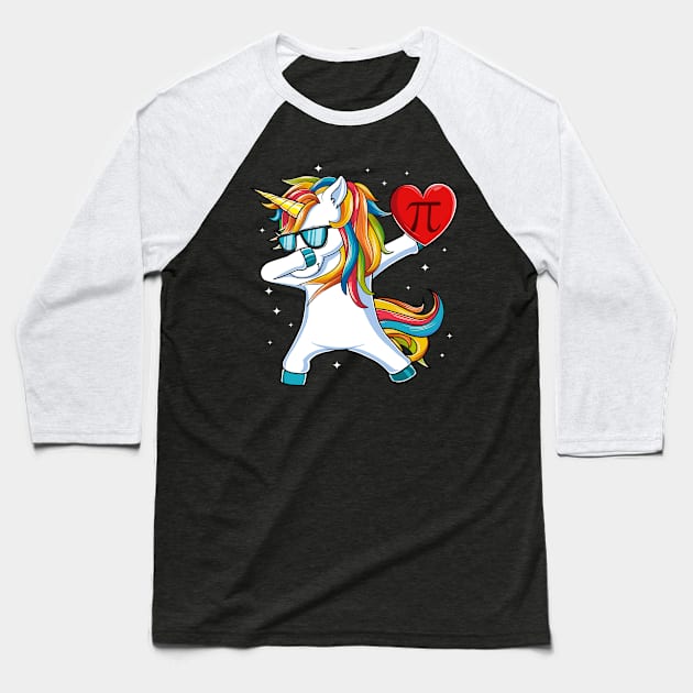 Dabbing Unicorn Happy Pi Day Funny Math Lover Gift Baseball T-Shirt by HCMGift